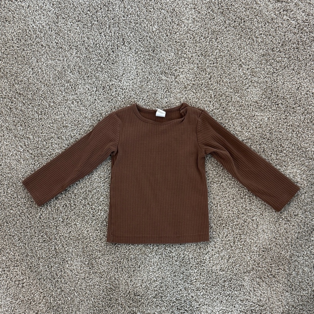 H&M Chocolate Brown Long Sleeve Kids Tee